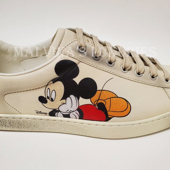 GUCCI SNEAKERS MENS LEATHER DISNEY ACE MICKEY MOUSE SIGNATURE SHOES - Picture 12 of 16